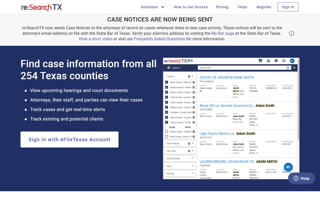 re:SearchTX portal for Lipscomb County court records after arrest